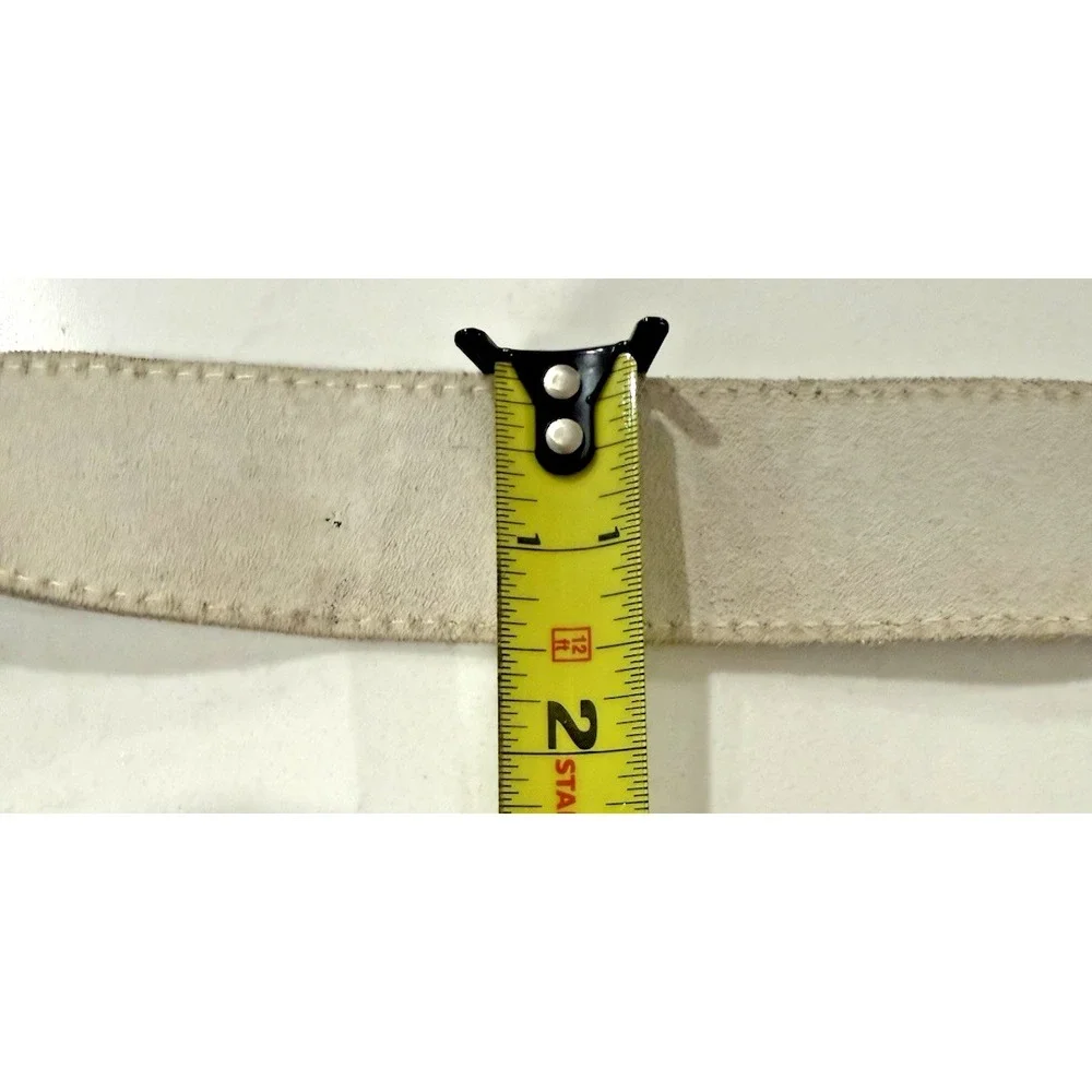 Rare Vintage White Leather Turquoise & Medallion Belt Womens OSFM Southwest